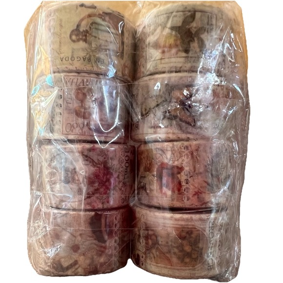 8 Rolls Vtg Antique Stamp Washi Tape Floral Letter Butterfly Mushroom Botanical - Picture 3 of 4